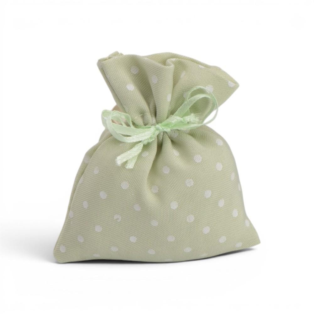 SACCHETTINO IN COTONE POIS VERDE 9.5XH12